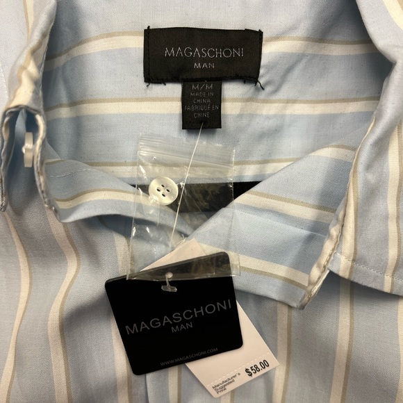 Magaschoni Medium striped light blue SS button down - Picture 2 of 4